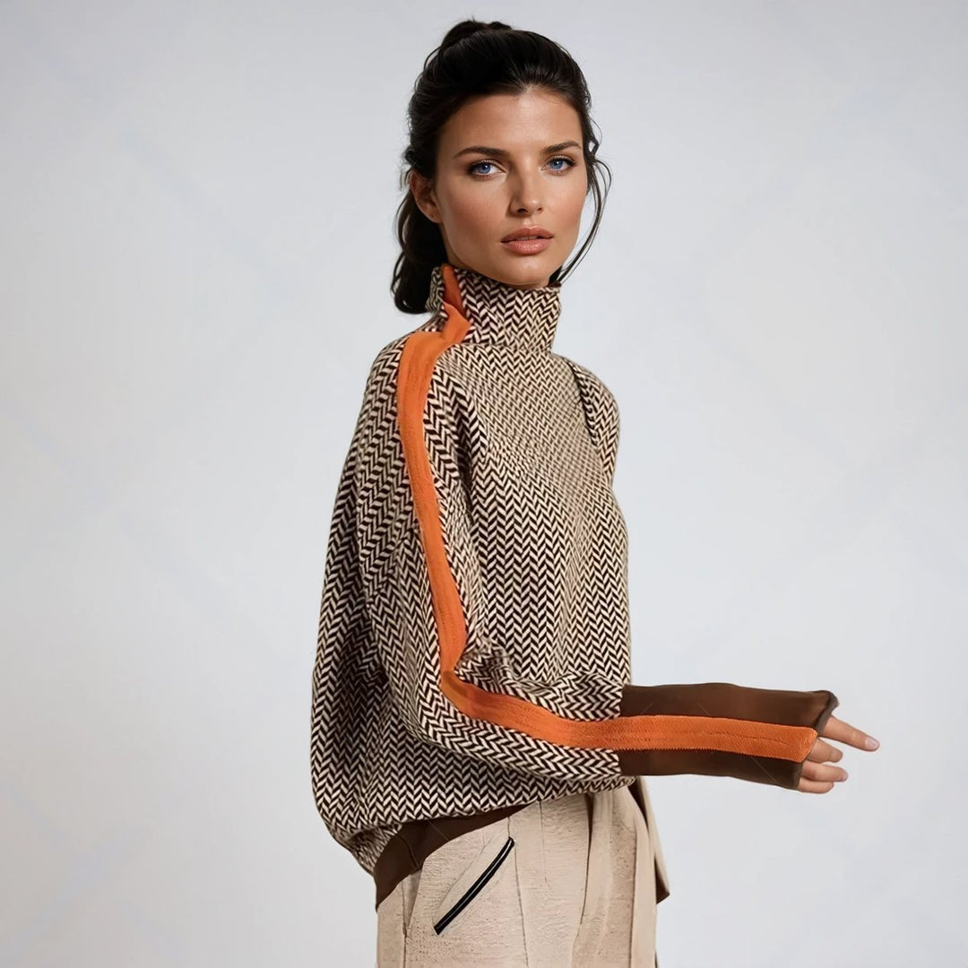 Keziah | Stilvoller Rollkragenpullover im auffälligen Hahnentrittmuster