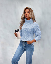 Evelina | Zeitloser eleganter Rollkragenpullover im Kabelstrickdesign