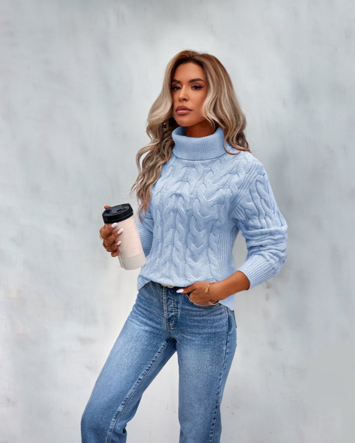 Evelina | Zeitloser eleganter Rollkragenpullover im Kabelstrickdesign