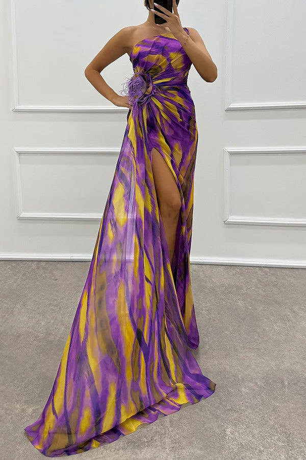 Fenna - Lebendige Elegante Drapierte Kleid