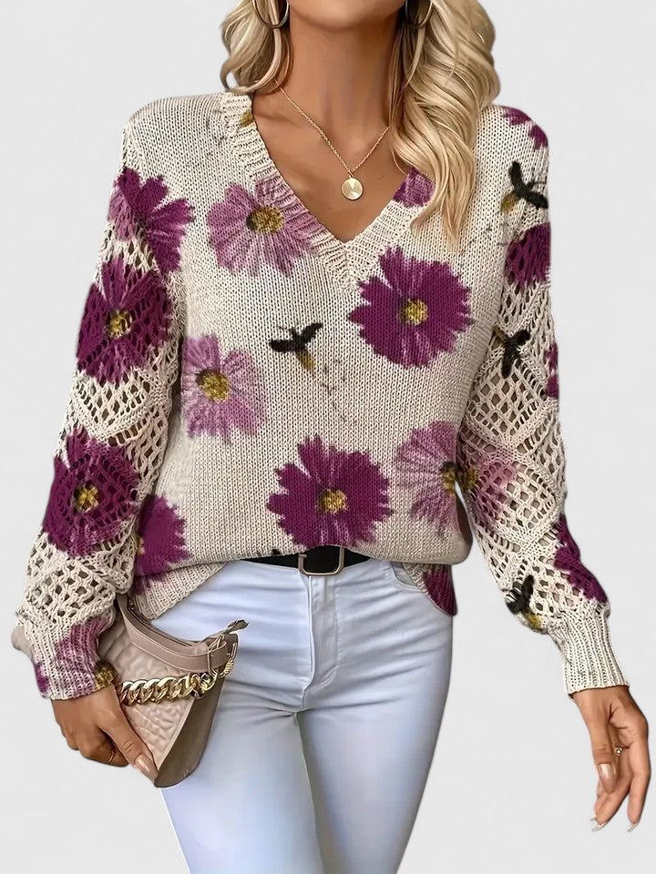 Beatrice - Geblümter Strickpullover