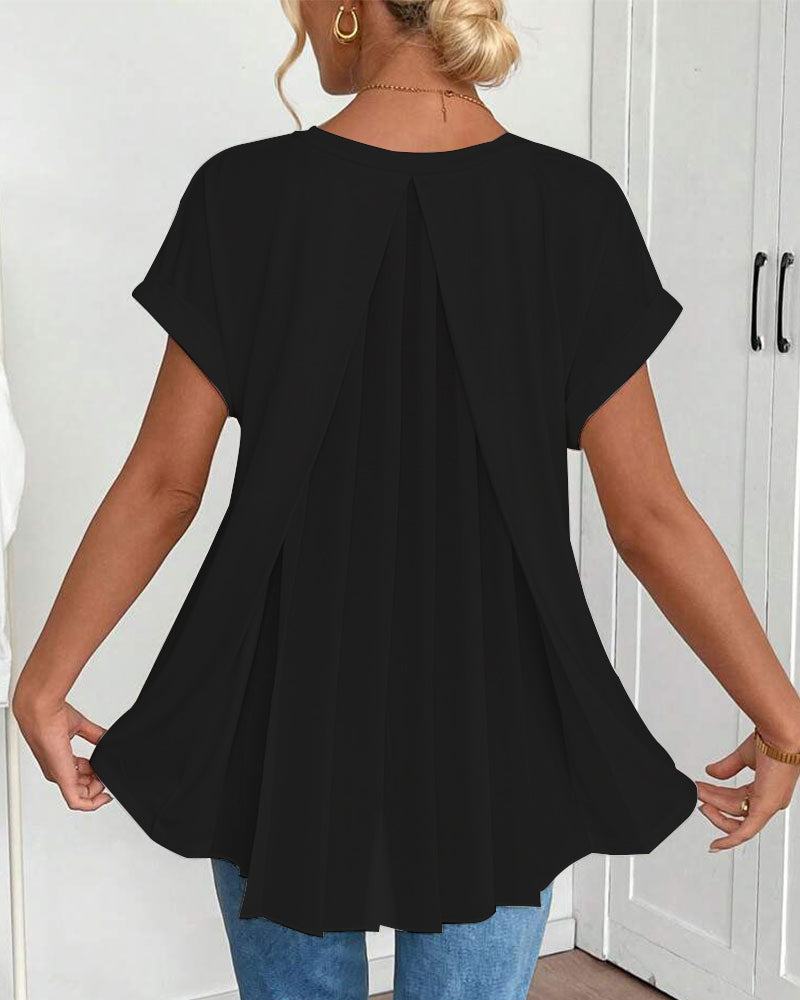 Adelheid - T-Shirt kurzärmelig einfarbig Patchwork