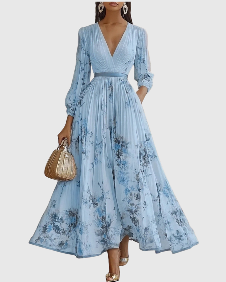 Siena - Elegante Plissee Maxi Kleid