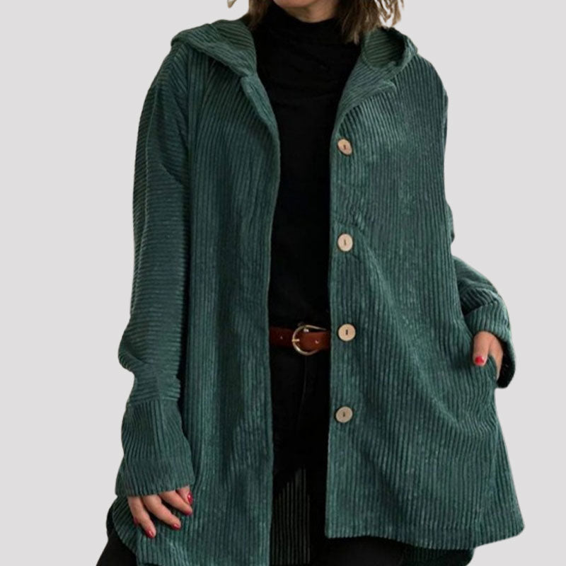 Jaze - Lässige Cord-Hoodie-Jacke