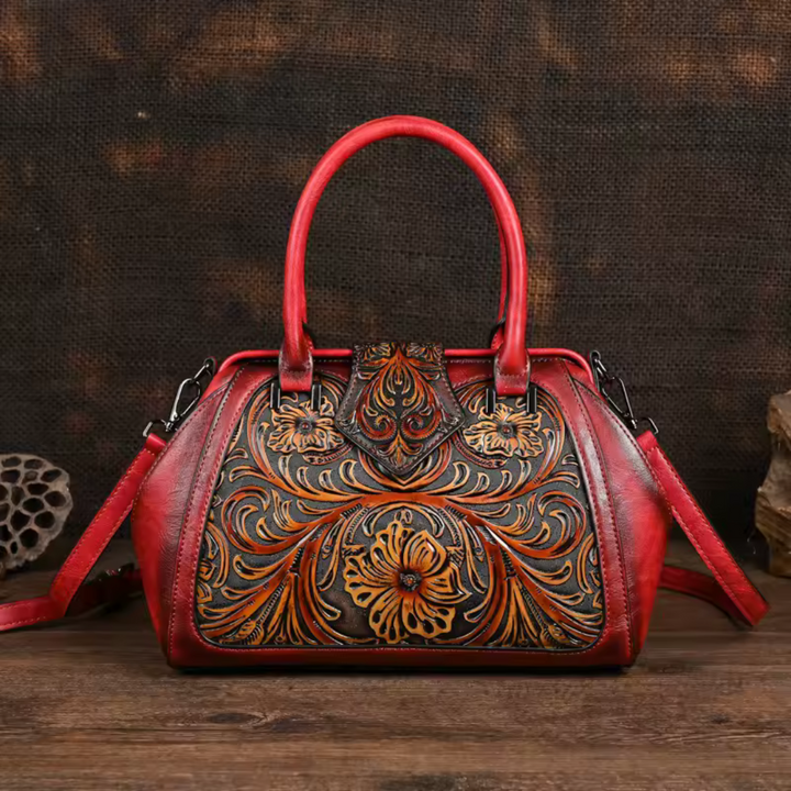 Florina - Gegravierte Lederhandtasche