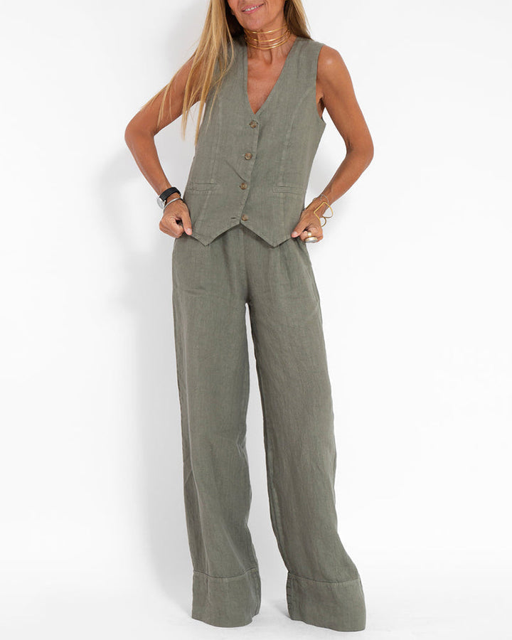 Stella - Damen Elegantes 2-teiliges Leinenset