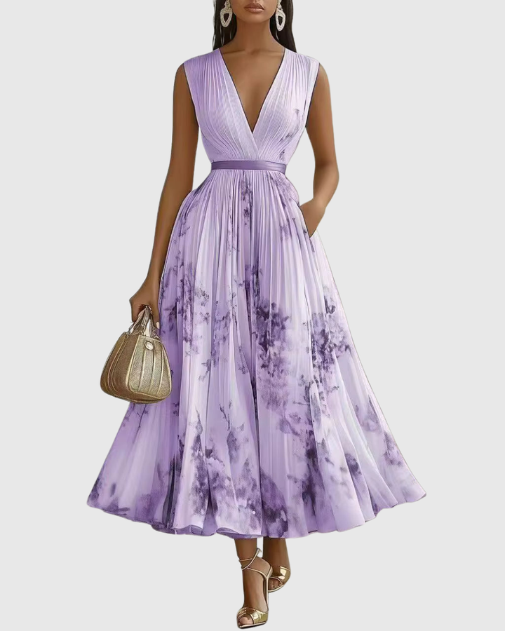 Siena - Elegante Plissee Maxi Kleid