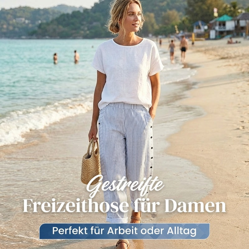 Gisela - Bequeme blau gestreifte Hose
