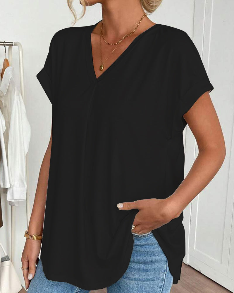 Adelheid - T-Shirt kurzärmelig einfarbig Patchwork