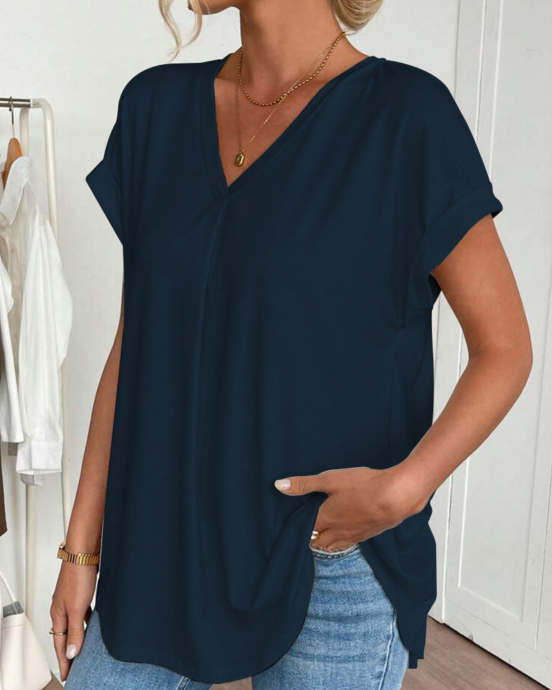 Adelheid - T-Shirt kurzärmelig einfarbig Patchwork