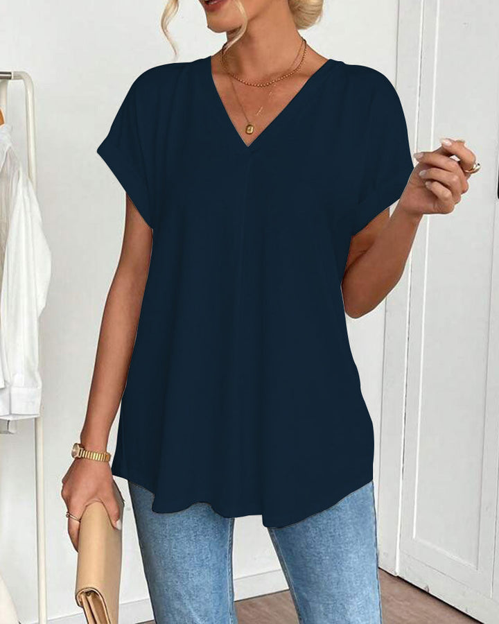 Adelheid - T-Shirt kurzärmelig einfarbig Patchwork