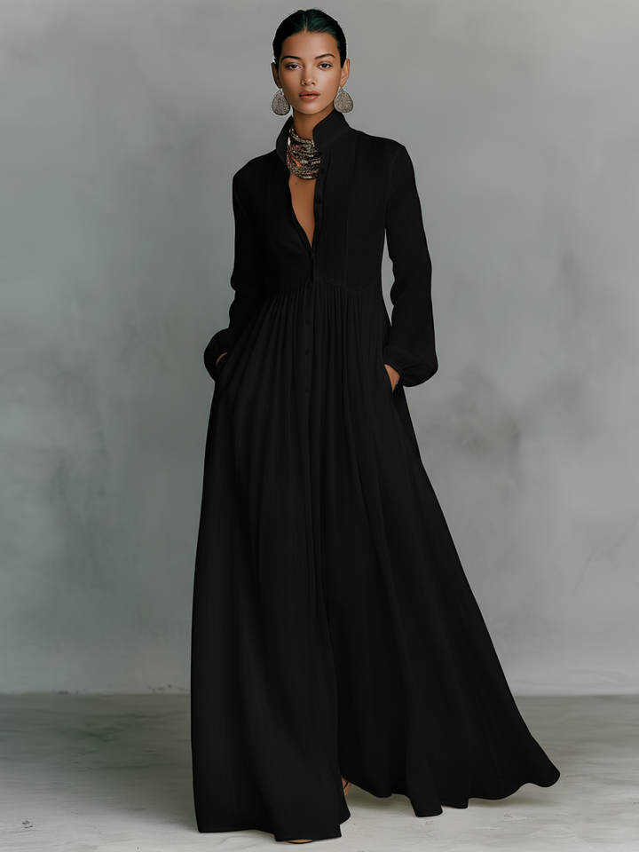 Antje - Patchwork Leinen Maxi Kleid