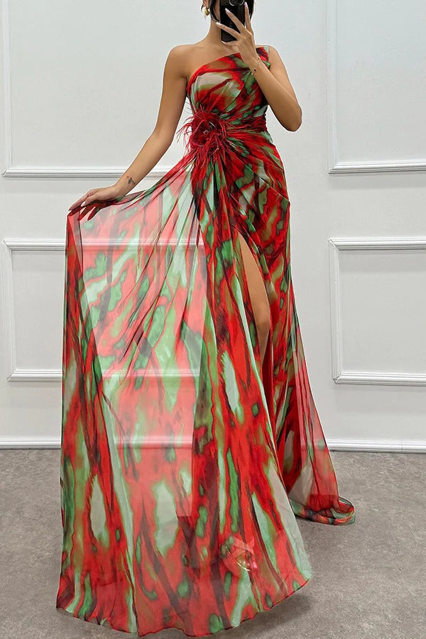 Fenna - Lebendige Elegante Drapierte Kleid
