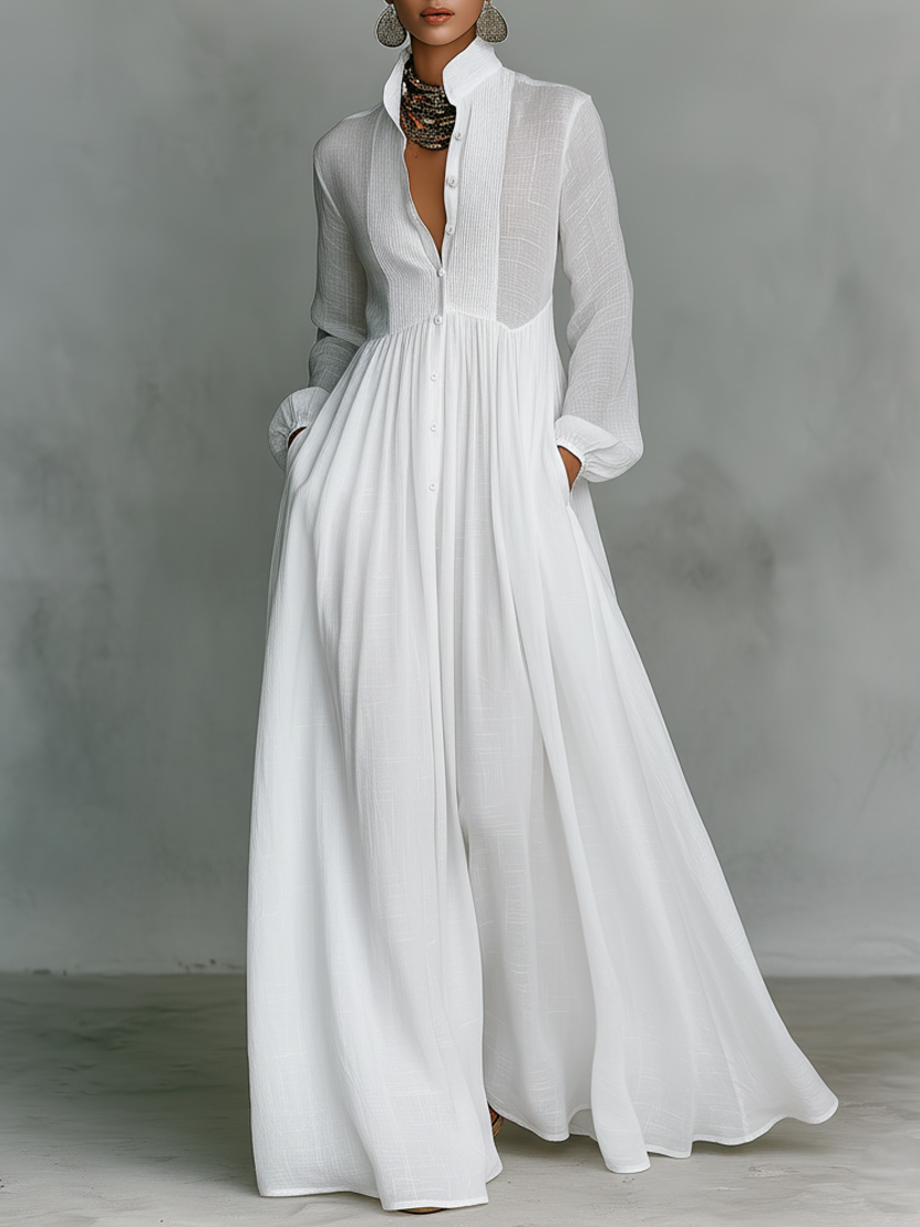 Antje - Patchwork Leinen Maxi Kleid