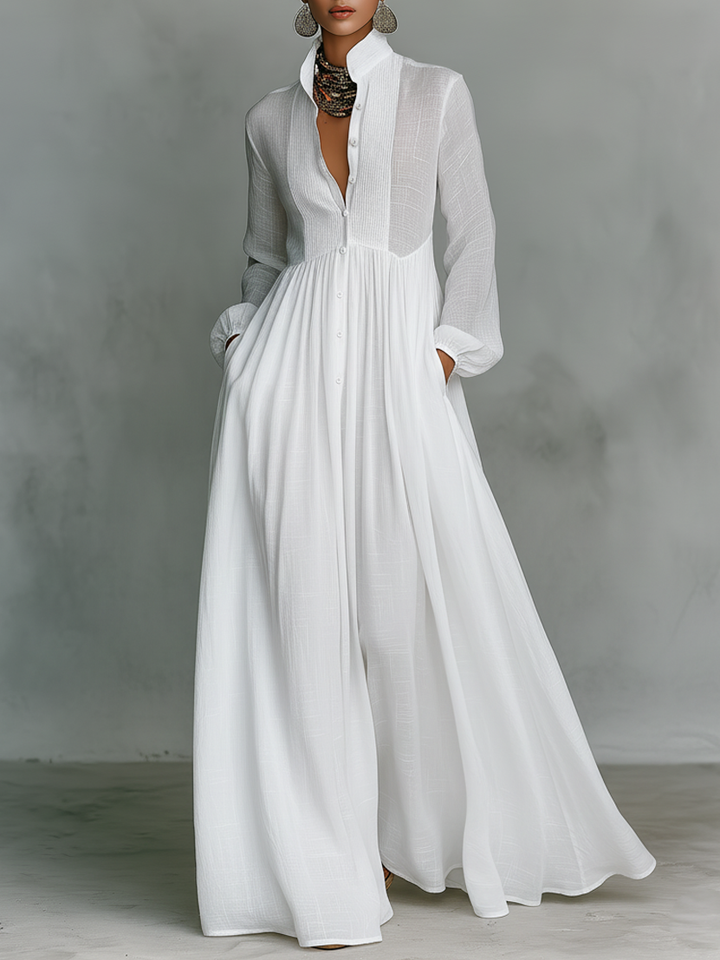 Antje - Patchwork Leinen Maxi Kleid