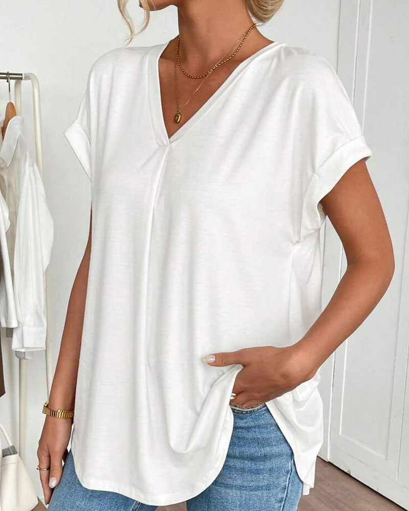 Adelheid - T-Shirt kurzärmelig einfarbig Patchwork