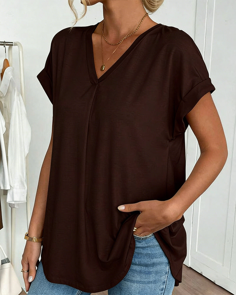 Adelheid - T-Shirt kurzärmelig einfarbig Patchwork