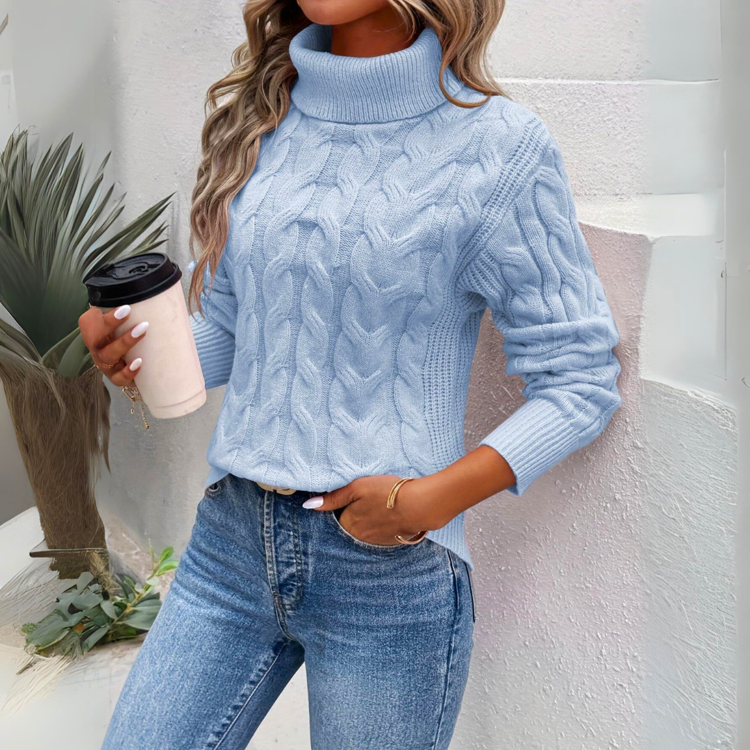 Giorgia - Zopfmuster-Rollkragenpullover