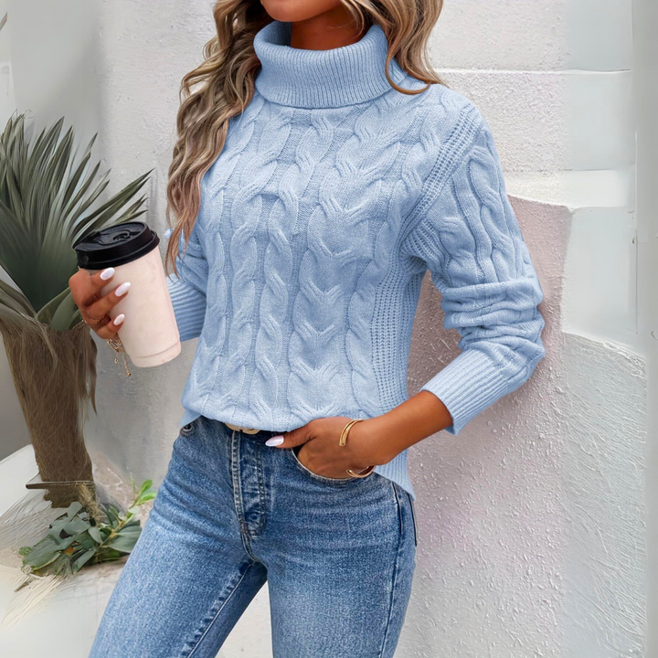 Giorgia - Zopfmuster-Rollkragenpullover