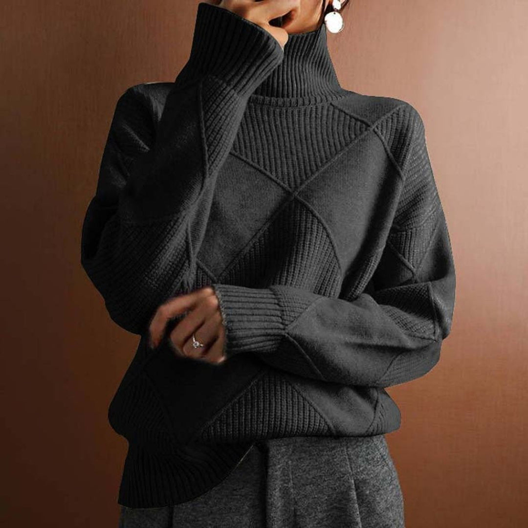 Analia | Stilvoller und bequemer Rollkragenpullover mit Rautendesign