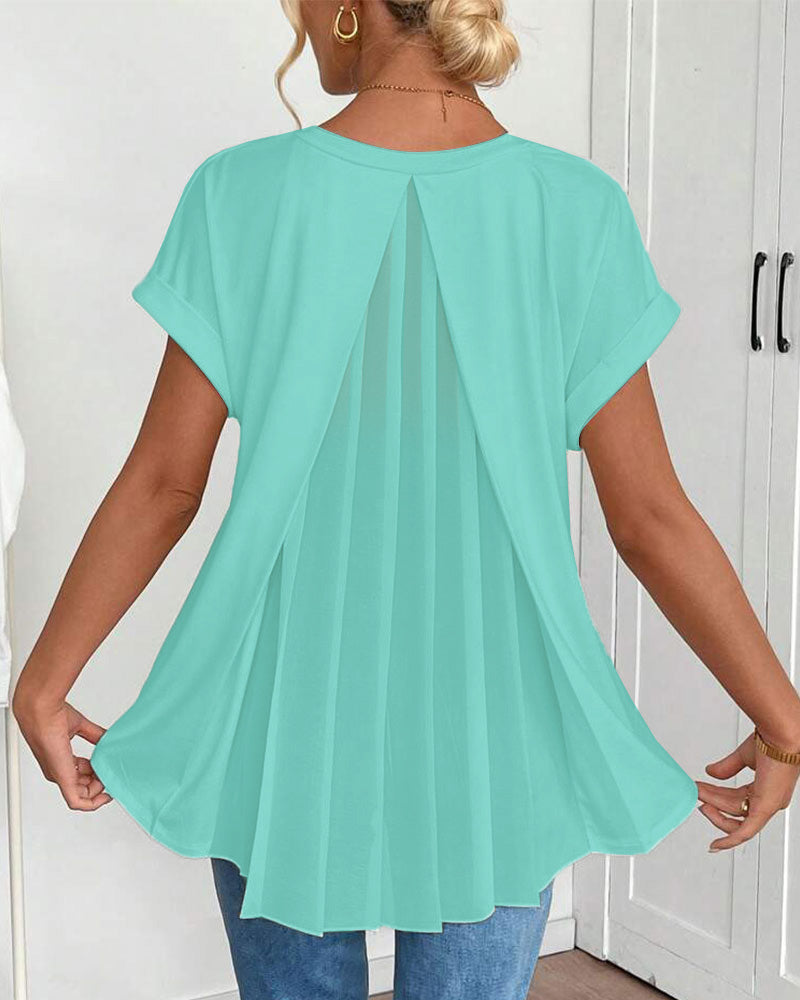 Adelheid - T-Shirt kurzärmelig einfarbig Patchwork