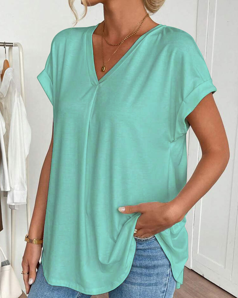 Adelheid - T-Shirt kurzärmelig einfarbig Patchwork