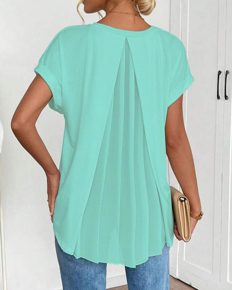 Adelheid - T-Shirt kurzärmelig einfarbig Patchwork