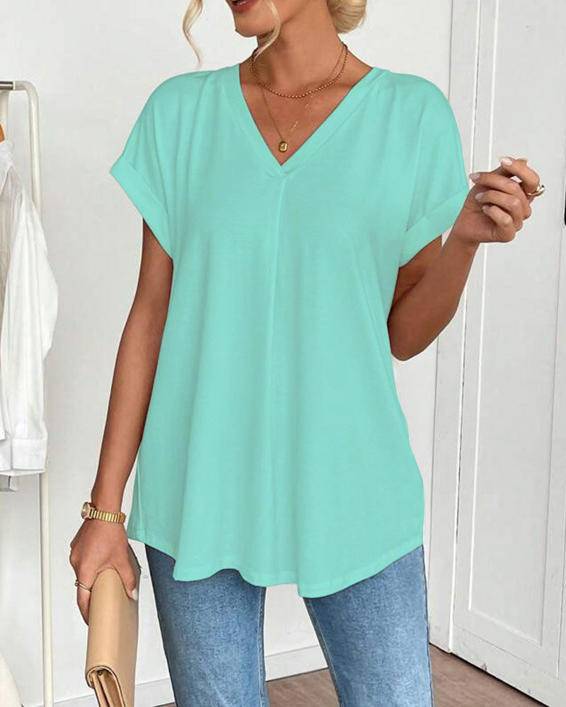 Adelheid - T-Shirt kurzärmelig einfarbig Patchwork