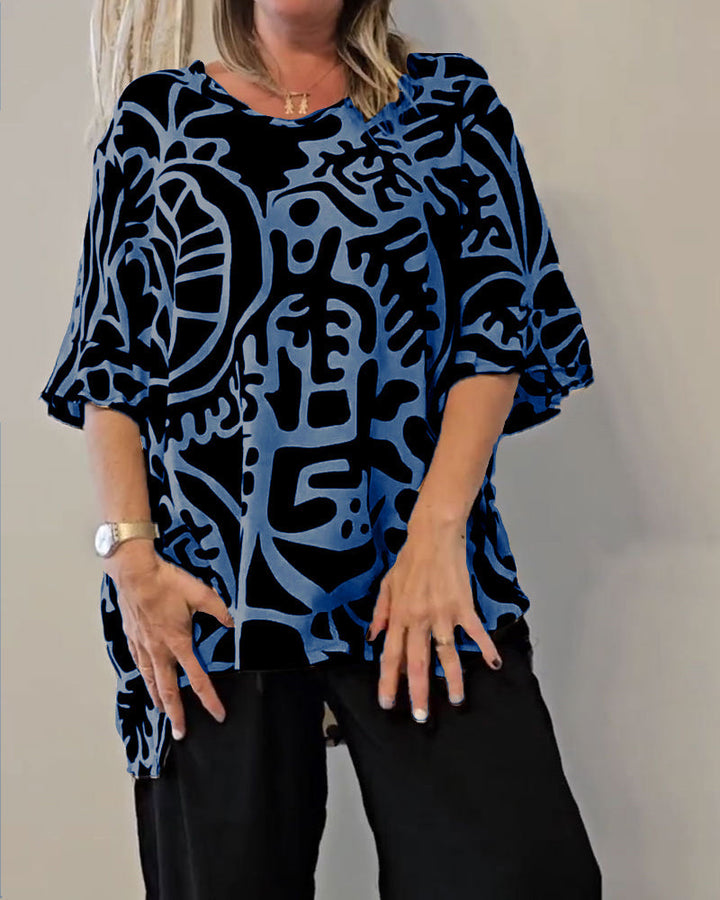 Bettina - Top abstrakter botanischer Druck