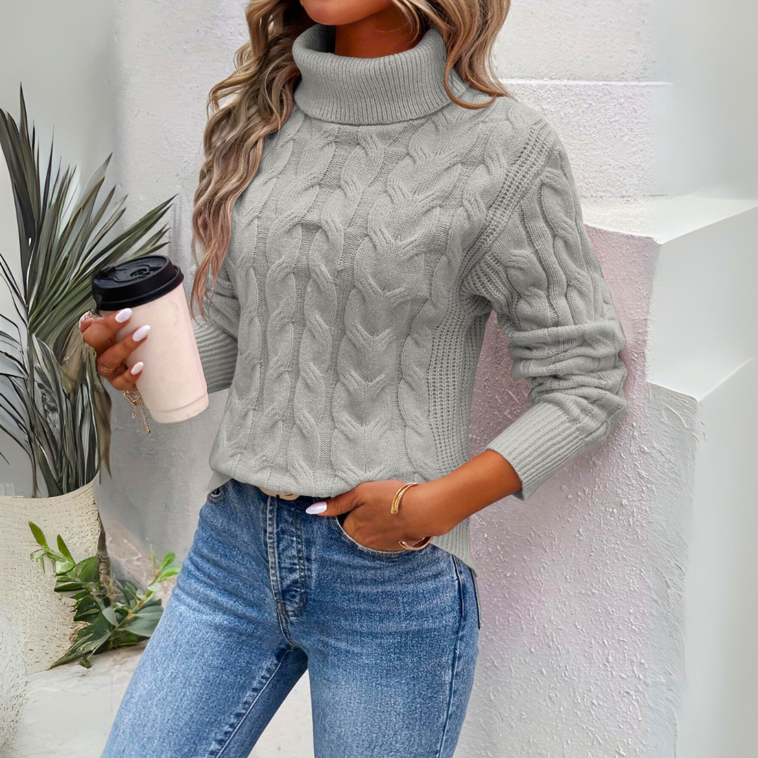 Giorgia - Zopfmuster-Rollkragenpullover