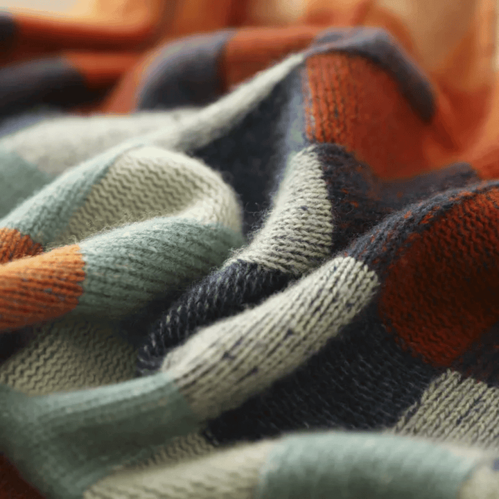 Ravelyn | Patchwork Cashmere Turtleneck Pullover