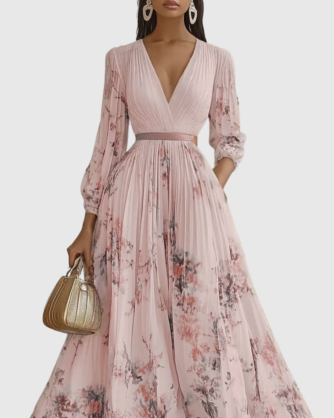 Siena - Elegante Plissee Maxi Kleid