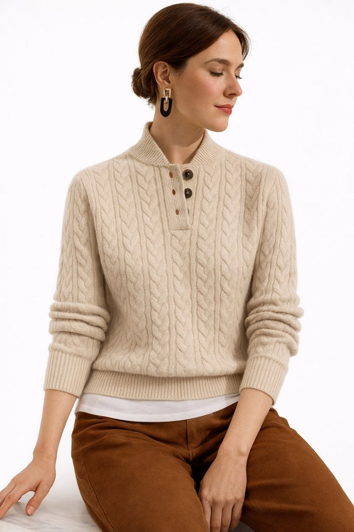 Marilyn | Eleganter Rollkragenpullover im Kabelstrickdesign