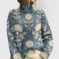 Jazmin | Eleganter Rollkragenpullover mit Blumenmuster