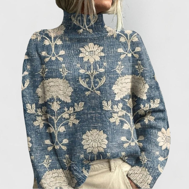 Jazmin | Eleganter Rollkragenpullover mit Blumenmuster