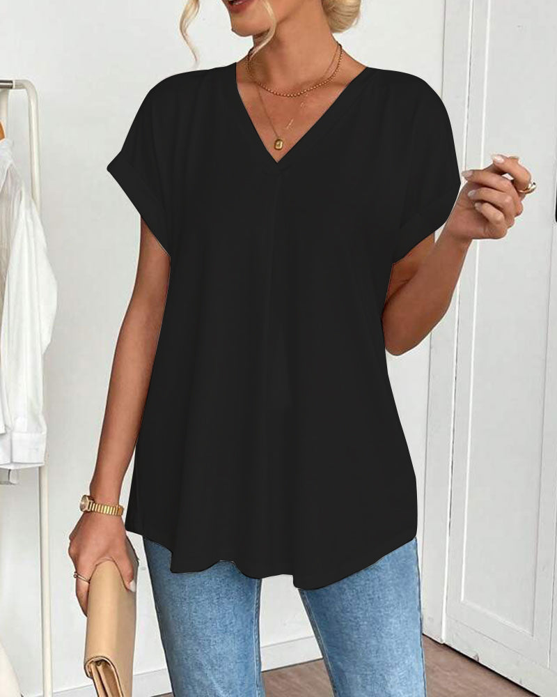 Adelheid - T-Shirt kurzärmelig einfarbig Patchwork