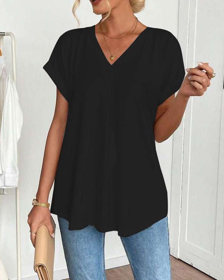 Adelheid - T-Shirt kurzärmelig einfarbig Patchwork