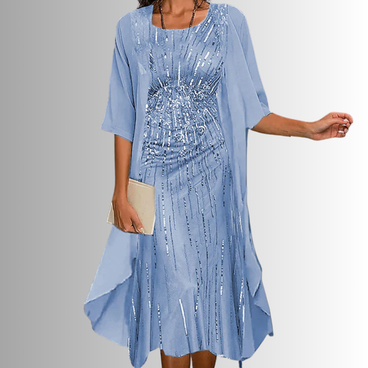 Women's Floral Midi Dress Cardigan Outfit Set