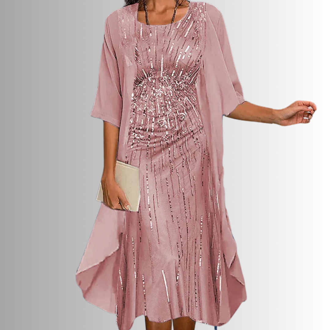 Women's Floral Midi Dress Cardigan Outfit Set