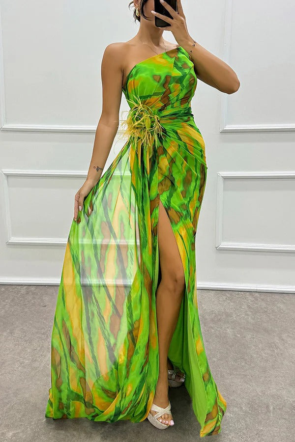 Fenna - Lebendige Elegante Drapierte Kleid