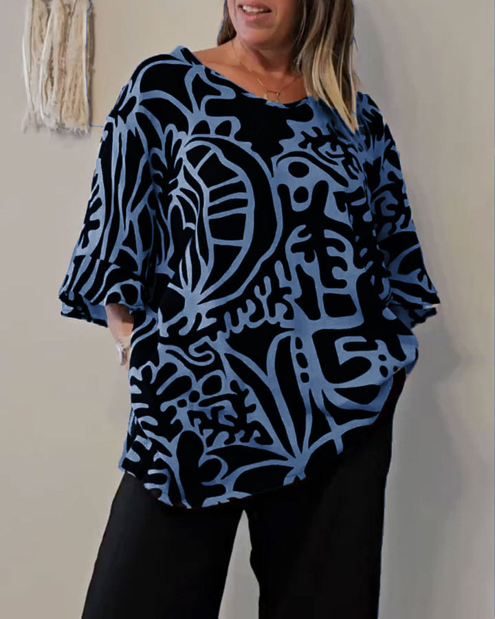 Bettina - Top abstrakter botanischer Druck