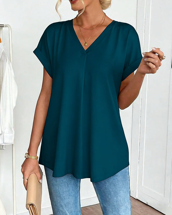 Adelheid - T-Shirt kurzärmelig einfarbig Patchwork
