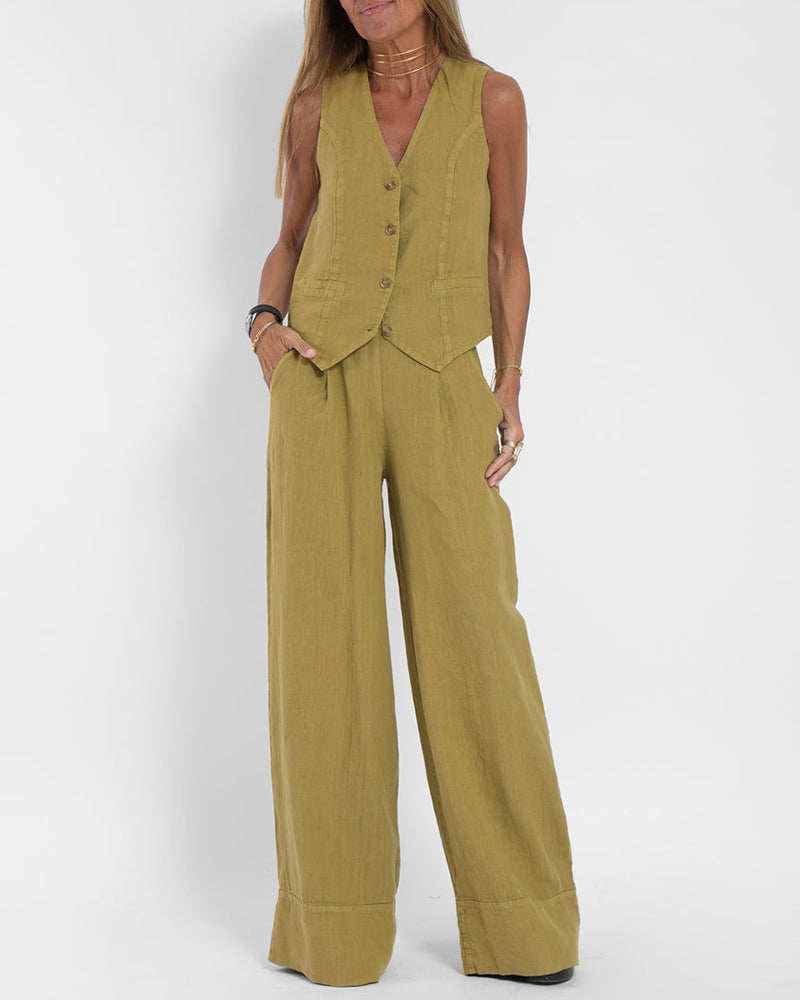Stella - Damen Elegantes 2-teiliges Leinenset