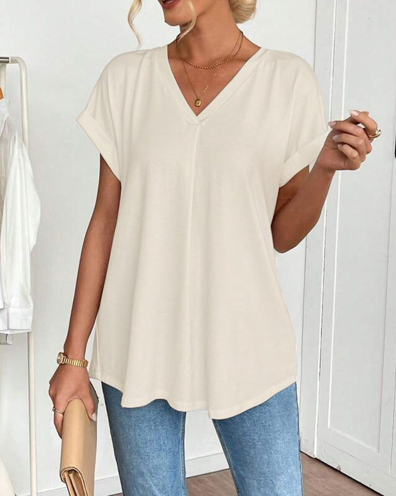 Adelheid - T-Shirt kurzärmelig einfarbig Patchwork
