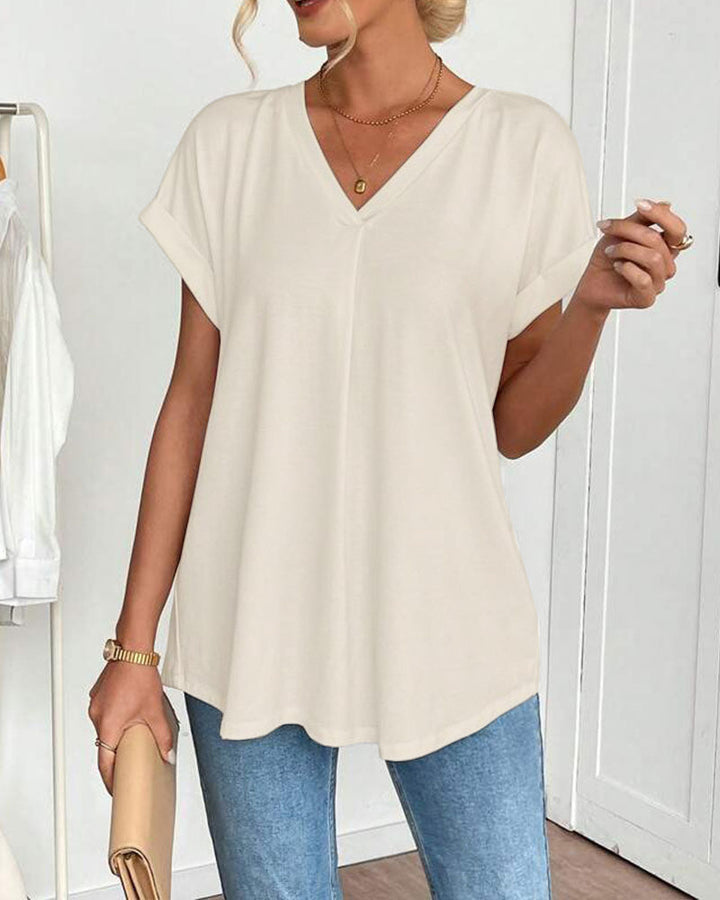 Adelheid - T-Shirt kurzärmelig einfarbig Patchwork
