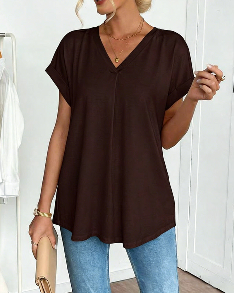 Adelheid - T-Shirt kurzärmelig einfarbig Patchwork