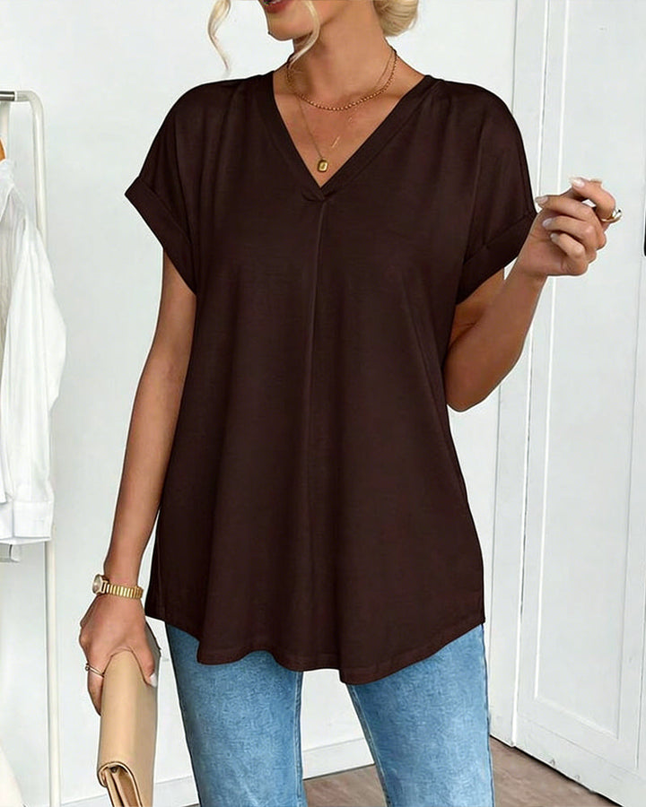 Adelheid - T-Shirt kurzärmelig einfarbig Patchwork