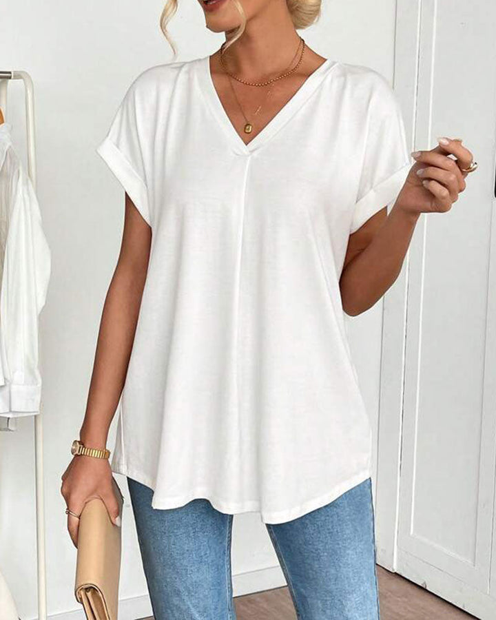 Adelheid - T-Shirt kurzärmelig einfarbig Patchwork