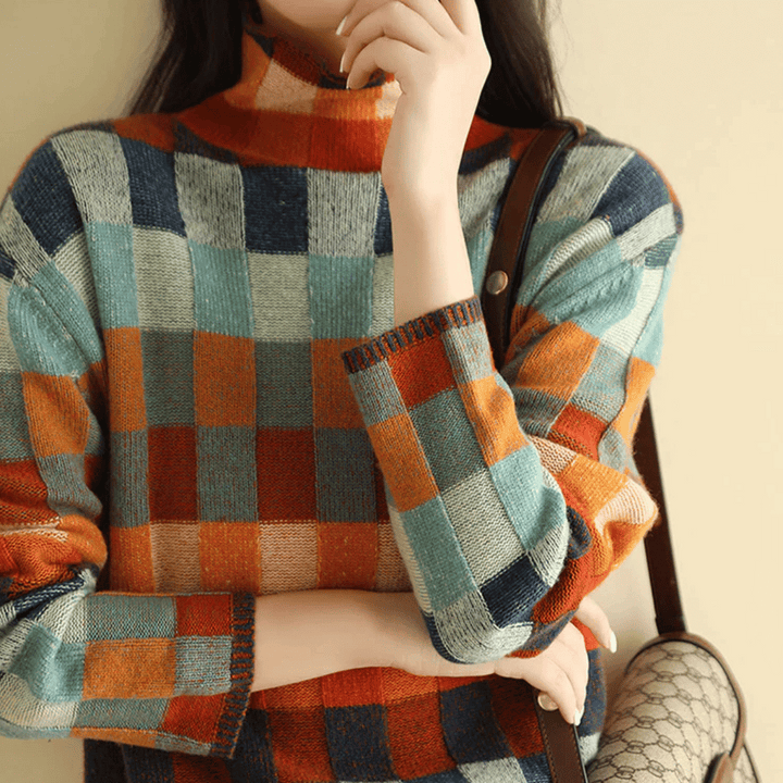 Ravelyn | Patchwork Cashmere Turtleneck Pullover