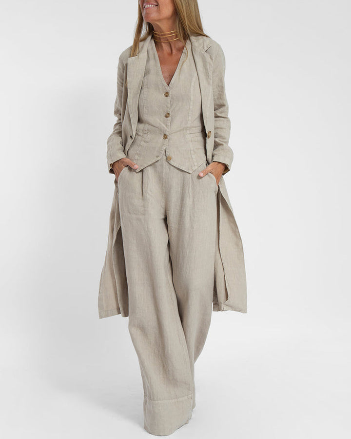 Stella - Damen Elegantes 2-teiliges Leinenset